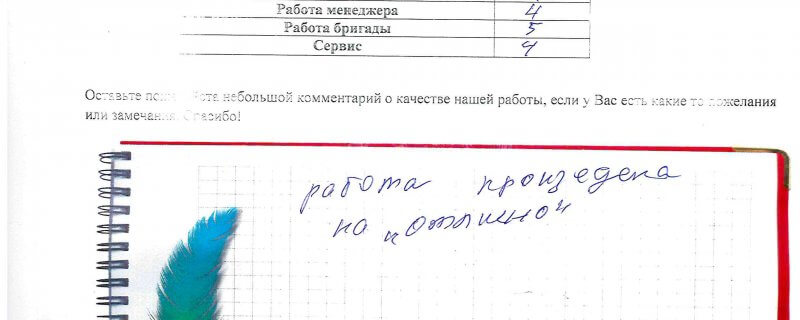 Работа произведена на "отлично"